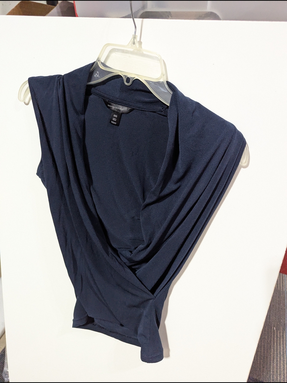 Sleeveless Navy Draped Wrap Top - Banana Republic
